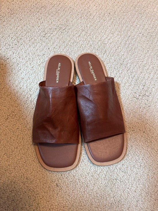 Kelsi Dagger Shoes - Kelsi Dagger Brown Leather Slide Sandals